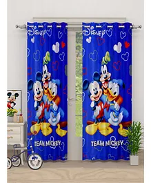Fun Homes Disney Team Mickey Print Polyester Special Blackout long Crush Eyelet Door Curtain Set of 2 - Blue