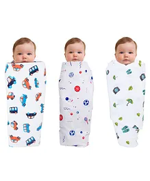 Wonder Wee 100% Cotton Baby Swaddle Wrapper Set of 3 - White