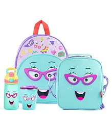 Rabitat School Bag Kit with Water Bottle and Cup Green - 12.99 Inches