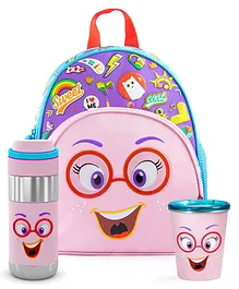 Rabitat School Bag Kit with Water Bottle and Cup Sizzle Pink  - 12 Inches