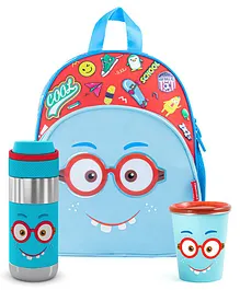 Rabitat School Bag Kit with Water Bottle and Cup Blue - 12.99 Inches
