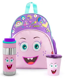 Rabitat School Bag Kit with Water Bottle and Cup Pink - 12.99 Inches