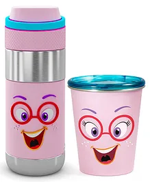 Rabitat Stainless Steel Cup and Bottle Sizzle Pink 550 ml -  410 ml