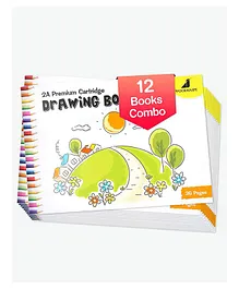 Woodsnipe 2A Size Drawing Books Pack of 12 - 36 Drawing Pages Each