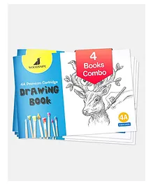 Woodsnipe 4A Size Drawing Books Pack of 4 - 36 Drawing Pages Each
