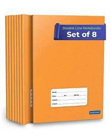Woodsnipe Double Line Ruled Notebooks Pack of 8 - 176 Pages Each