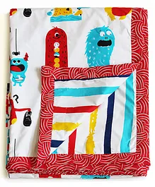 Silverlinen Silly Monsters Theme Reversible Single Blanket - Red