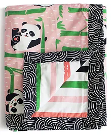 Silverlinen Panda Village Theme Reversible Single Blanket - Pink