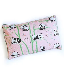 Silverlinen  Panda Village Theme Single Pillow Cover - Pink