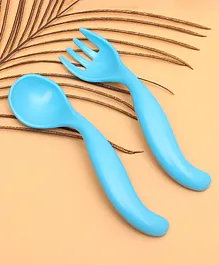  Curved Spoon And Fork - Blue