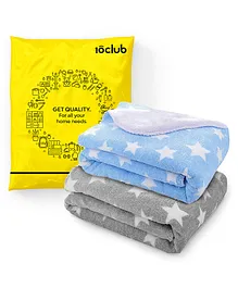 My Newborn All Seasons Premium 2 In 1 Blanket Cum Wrapper Pack of 2 - Blue Grey