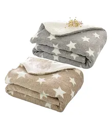 My Newborn All Seasons Premium 2 In 1 Blanket Cum Wrapper Pack of 2 - BrownGrey