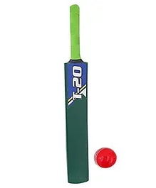 Jaspo T-20 Wooden Cricket Bat and Ball Set - Green