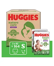 Huggies Nature Care Pants, Small Size (4-8 Kg) Premium Baby Diaper Pants, Monthly Pack 164 Count, Made with 100% Organic Cotton