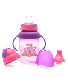 Babyhug 3 in 1 Anti Colic Nipple Spout and Straw Sipper Pink - 270 ml