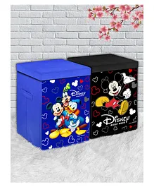 Fun Homes Foldable Storage Box With Lid Mickey Mouse & Friends Print Set Of 2  - Pink