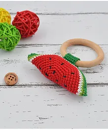 Love Crochet Art Watermelon Crochet Rattle Toy - Red
