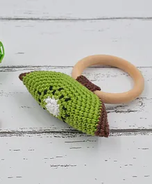 Love Crochet Art Kiwi Crochet Rattle Toy - Green