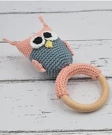 Love Crochet Art Owl Shaped Rattle - Grey
