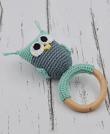 Love Crochet Art Owl Shaped Rattle - Green