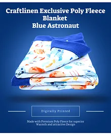 Craftlinen Poly Fleece Baby Blanket Digital Print - Blue 