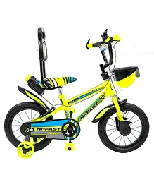 Hi-Fast Hawk Kid's Bicycle with Training Wheels - Neon Green