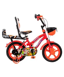 Hi-Fast Smart Kid's Bicycle with Training Wheels & Double Seat - Orange