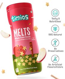 timios Melts Non-Fried No-Maida Wholegrain Star-Shaped Snacks Apple & Cinnamon Flavour - 50 g