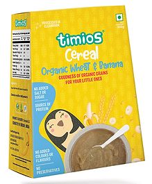 Timios Organic Wheat and Banana Porridge | No Added Sugar & No Preservatives | Natural High-Protein & Fiber-Rich - 200 g