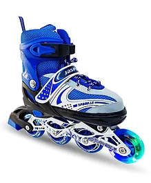 Jaspo Sparkle Adjustable Inline Skates With Front Light Up Wheels Medium - Blue