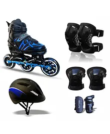 Jaspo Radar Pro Hydra-MAX Adjustable Inline Shoe Skates Combo Set Medium Size - Blue Black