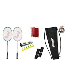 Jaspo GT 303 Pro Badminton Set with Net & Grip - Blue Silver