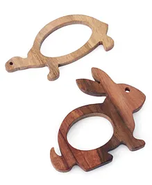 Woods for Dudes Bunny Shaped Neem Wood Teether Pack of 2 - Brown
