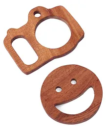 Woods for Dudes Animal Shaped Neem Wood Teether Pack of 2 - Brown