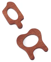 Woods for Dudes Tooth & Candy Shaped Neem Wood Teether Pack of 2 - Brown