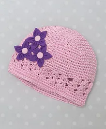 Knotty Ribbons Handmade Floral Crotchet Cap - Light Pink
