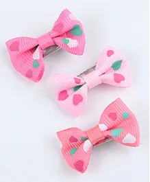 Asthetika Set Of 3 Little Hearts Bow Hair Clips - Pink
