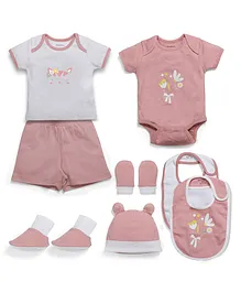 My Milestones Cotton Printed Baby Clothing Gift Set Set of 8 - Pink