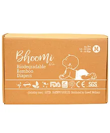 Bhoomi & Co Bio-Degradable Bamboo Baby Diapers Medium - 44 Pieces