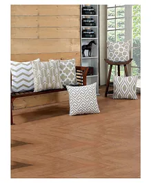 Elementary Premium Cotton Geometric Theme Cushion Covers Pack of 6 - Beige