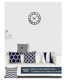Elementary Premium Cotton Geometric Theme Cushion Covers Pack of 5 - Dark Blue