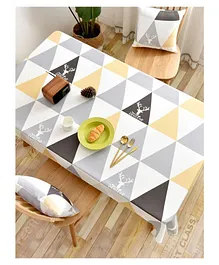 Elementary 100% Cotton Printed 4 Seater Table Cover - Yellow Grey