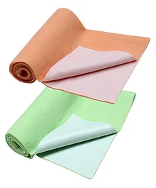 My NewBorn Bed Protector Dry Sheet Pack of 2 - Orange Green