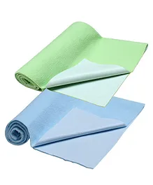 My NewBorn Bed Protector Dry Sheet Pack of 2 - Blue Green