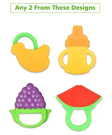 Mastela Silicone Fruit Shape Teether Pack of 2 - (Color & Design May Vary)