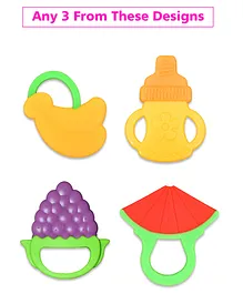 Mastela Silicone Fruit Shape Teether Multicolor Pack of 3 (Color & Design May Vary)
