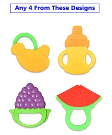 Mastela Silicone Fruit Shape Teether Multicolor Pack of 4 (Color & Design May Vary)