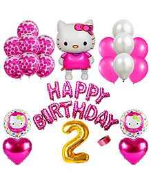 Shopperskart Hello Kittie Theme Second Birthday Balloons Decoration Combo Kit  Multicolor - Pack of 50