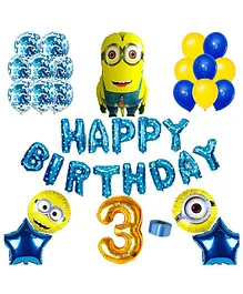 Shopperskart Minions Theme Third Birthday Balloons Decoration Combo Kit  Multicolor - Pack of 50