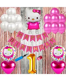 Shopperskart 1st Birthday Decor Kit Pink Silver - Pack of 74